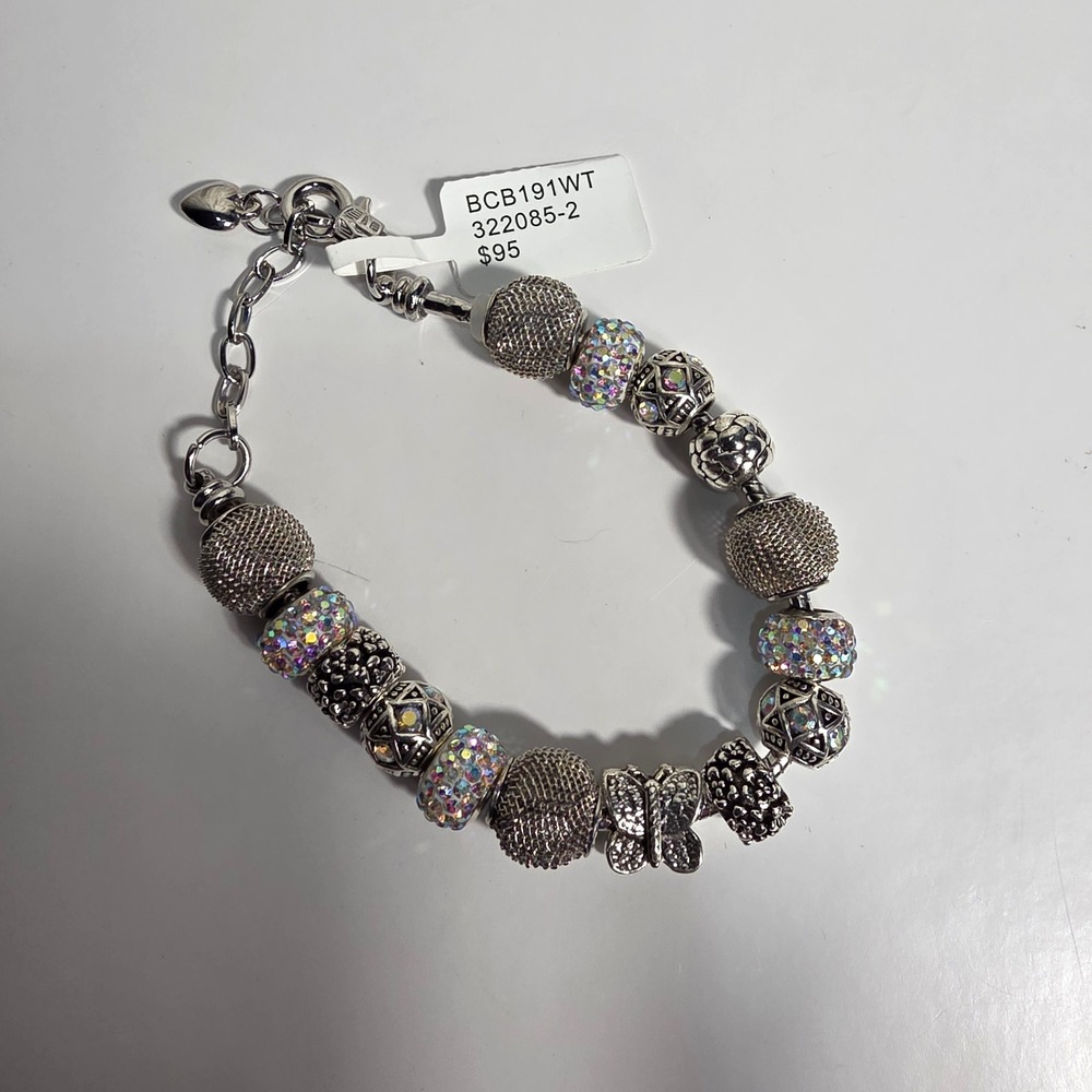 Bon Voyage Silver Tone Butterfly Crystal Charm Bracelet BCB191WT NIB - Picture 8 of 8